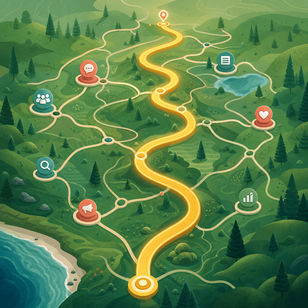 Illustrated marketing channel route map
